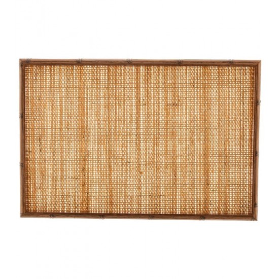 Bandeja 37,8x24x3,6cm Madeira E Bambu Com Sisal Natural